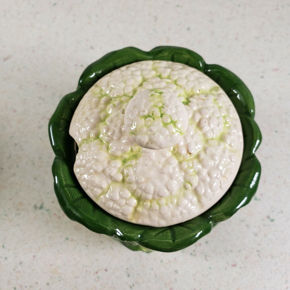 Vintage Hand Painted Cauliflower Creamer Sugar Dish Set  Monte Verde Man - Picture 12 of 12